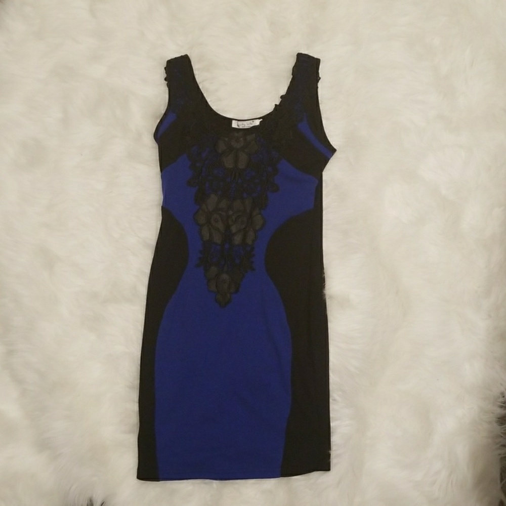 Blue and black formal dress